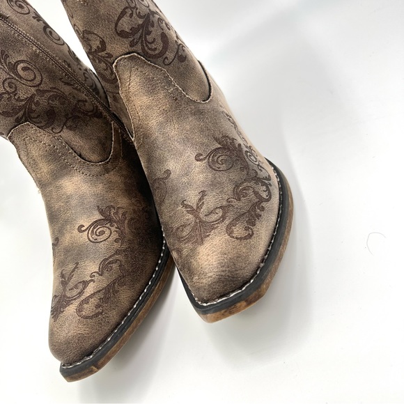 NEW Roper Womens Size 7 Short Stuff Brown Western Cowboy Cowgirl Boots Shoes - Picture 4 of 10